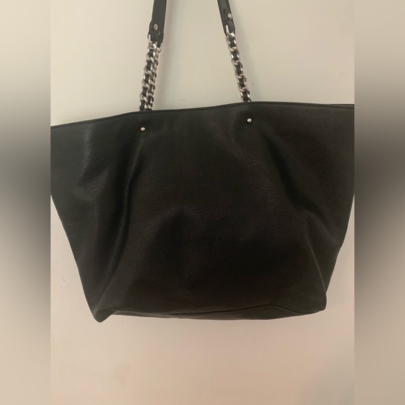 Rebecca Minkoff Chain Tote Pebble Leather Carryall Bag Black Large NWOT - Picture 6 of 15